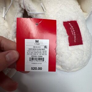 NWT Wondershop Slippers Womens 7/8 White Slip-on Embroidered Holiday Cozy